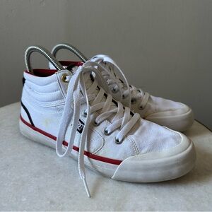 DC Evan Smith White Canvas and Red High-Top Skate Casual Sneakers Size 7